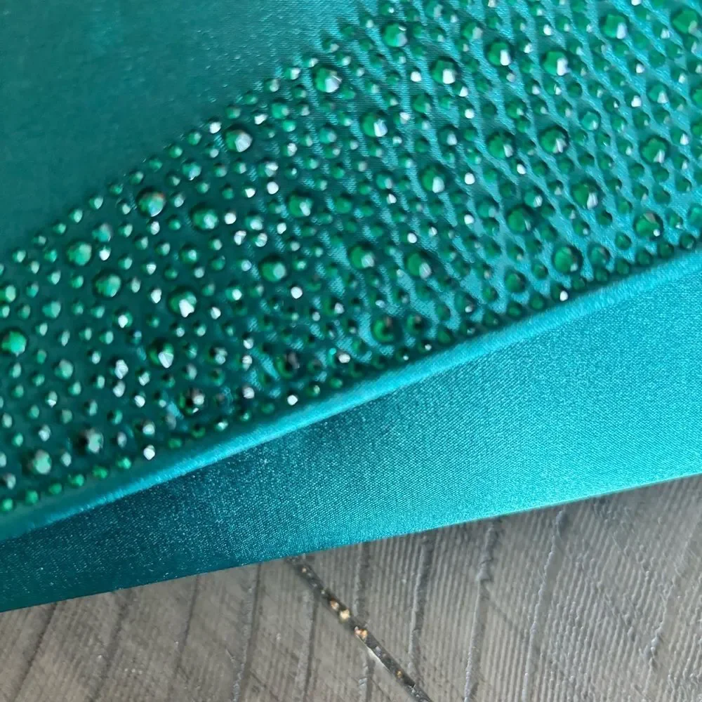 Womens Dasein Green Beaded Evening Clutch Purse with Chain Strap – NWT‎